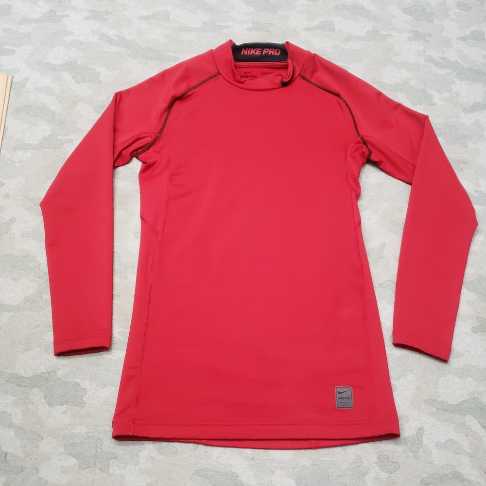 Nike Pro Shirt Mens‎ Large Red Compression Dri-Fit Long Sleeve Gym Fitness